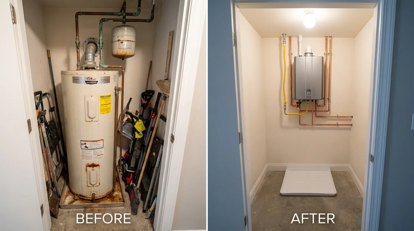 Tank water heater versus wall-mounted tankless unit comparison for Wisconsin Rapids, WI homeowners